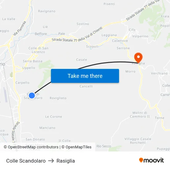 Colle Scandolaro to Rasiglia map