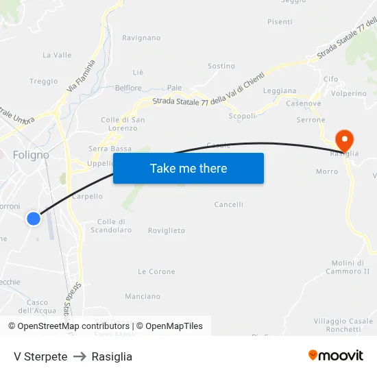 Sterpete Street to Rasiglia map