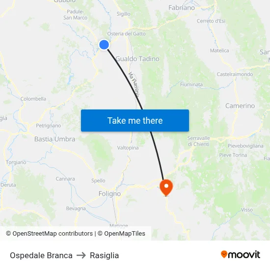 Branca Hospital to Rasiglia map