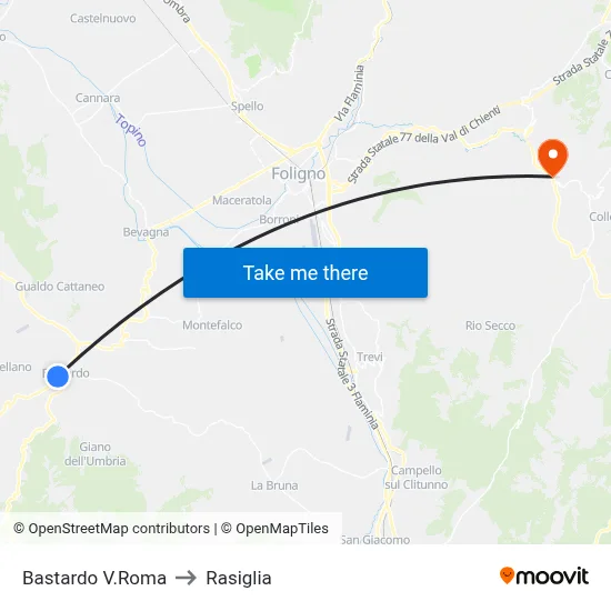 Bastardo Roma Street to Rasiglia map