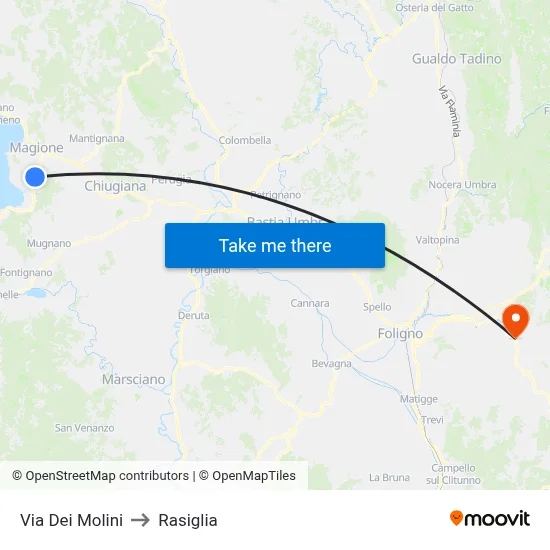 Molini Street to Rasiglia map