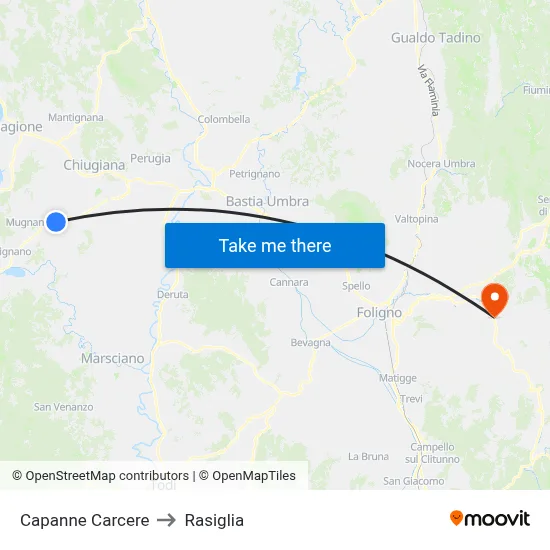 Capanne Prison to Rasiglia map