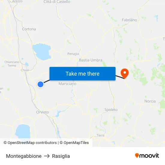Montegabbione to Rasiglia map