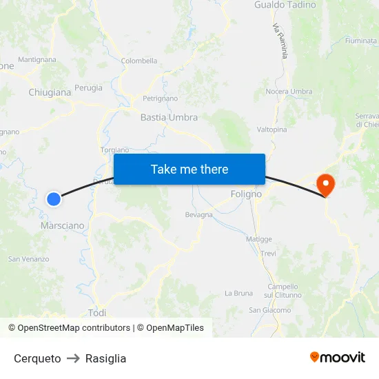 Cerqueto to Rasiglia map