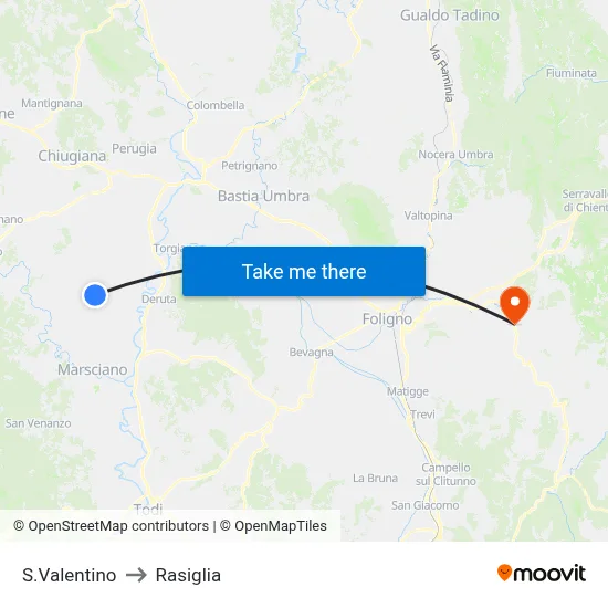 St. Valentine to Rasiglia map