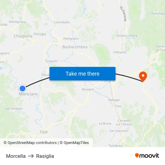 Morcella to Rasiglia map