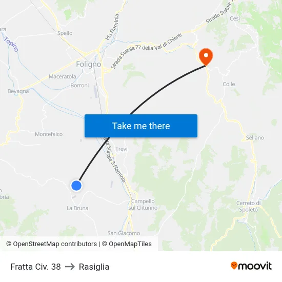 Fratta No. 38 to Rasiglia map