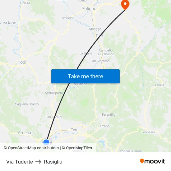 Tuderte Street to Rasiglia map