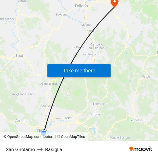 Saint Jerome to Rasiglia map