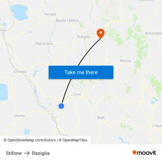 Stifone to Rasiglia map