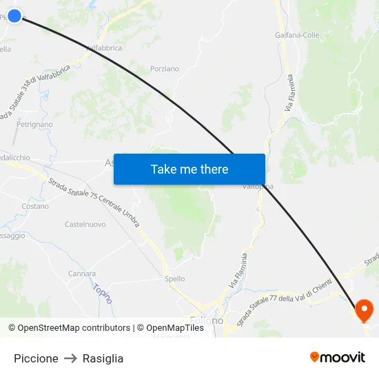 Piccione to Rasiglia map