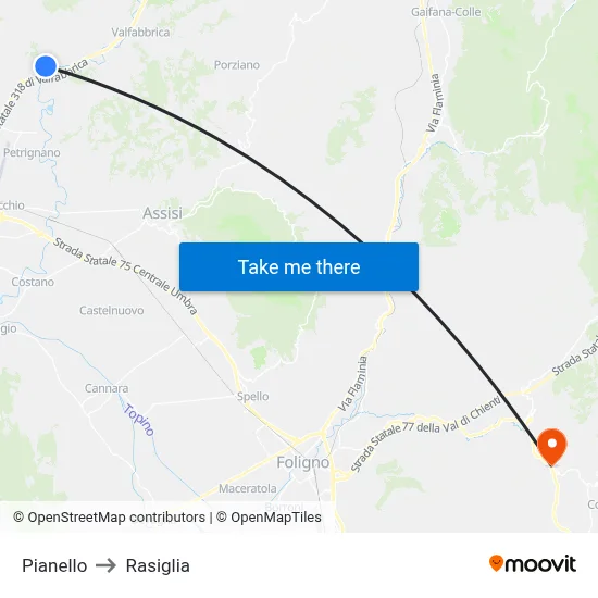 Pianello to Rasiglia map