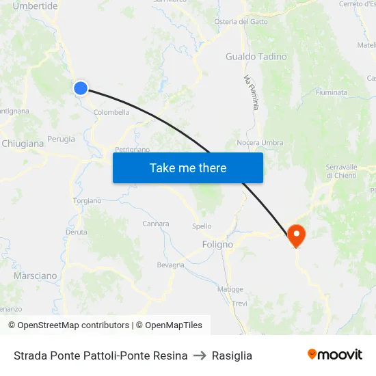 Ponte Pattoli-Ponte Resina Road to Rasiglia map