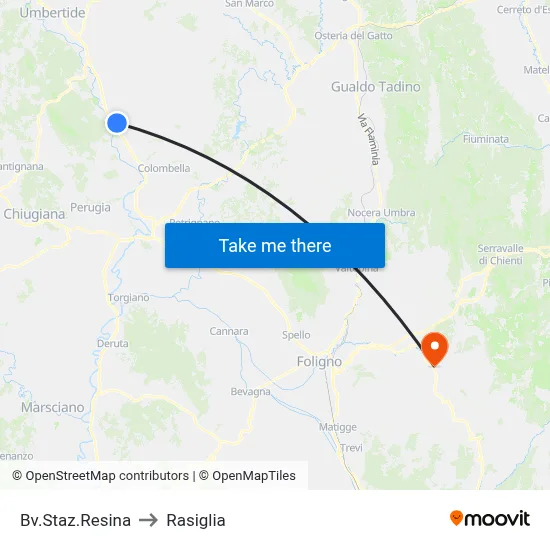 Resina Station Junction to Rasiglia map