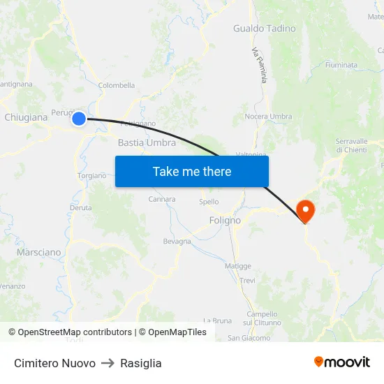 New Cemetery to Rasiglia map