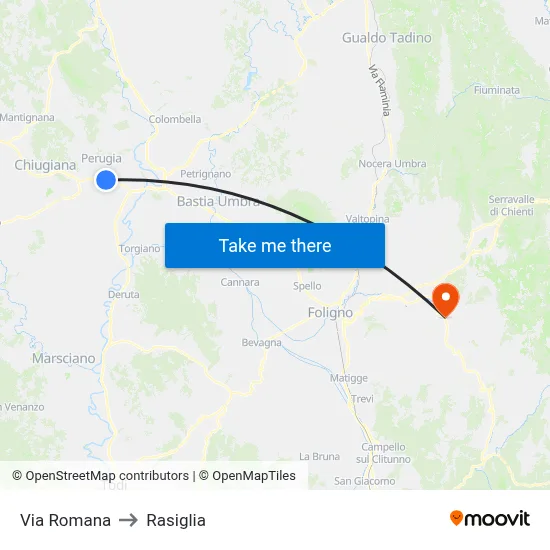 Romana Street to Rasiglia map