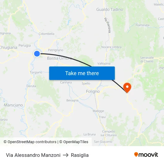 Alessandro Manzoni Street to Rasiglia map
