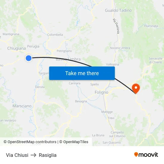 Chiusi Street to Rasiglia map
