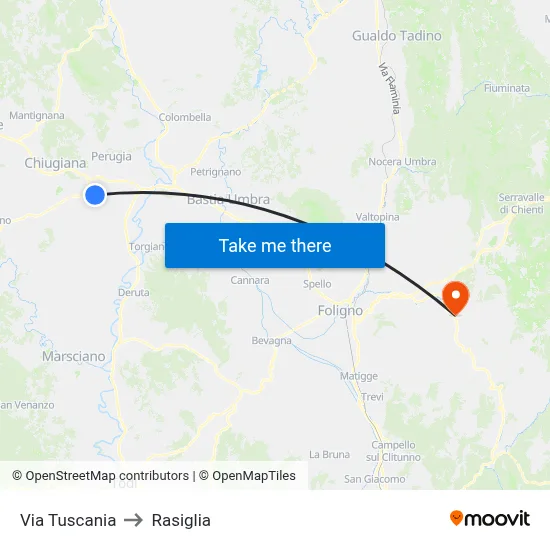 Tuscania Street to Rasiglia map
