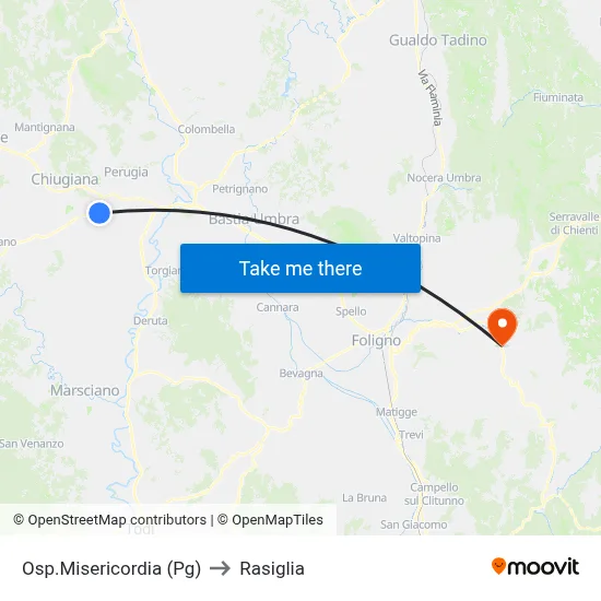 Misericordia Hospital (Perugia) to Rasiglia map