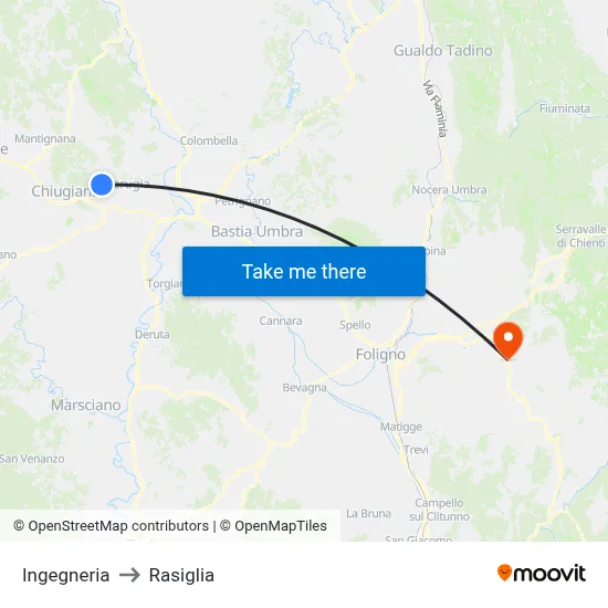 Ingegneria to Rasiglia map