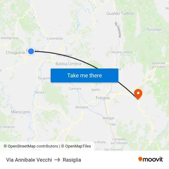 Via Annibale Vecchi to Rasiglia map