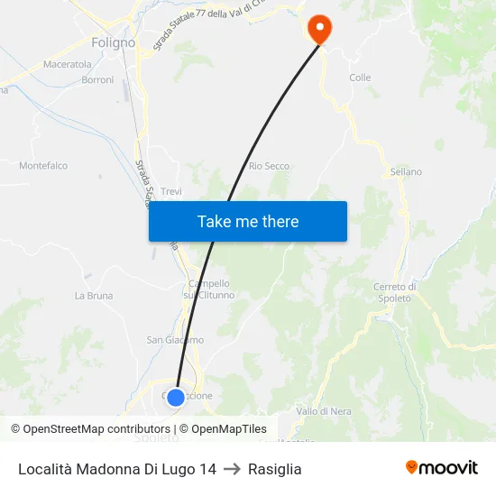 Località Madonna Di Lugo 14 to Rasiglia map