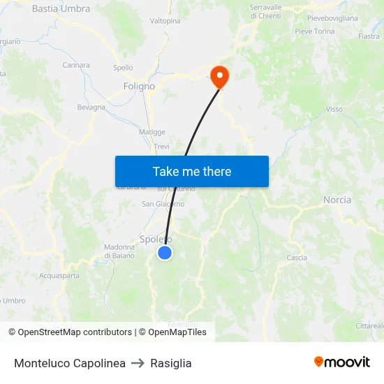 Monteluco Capolinea to Rasiglia map