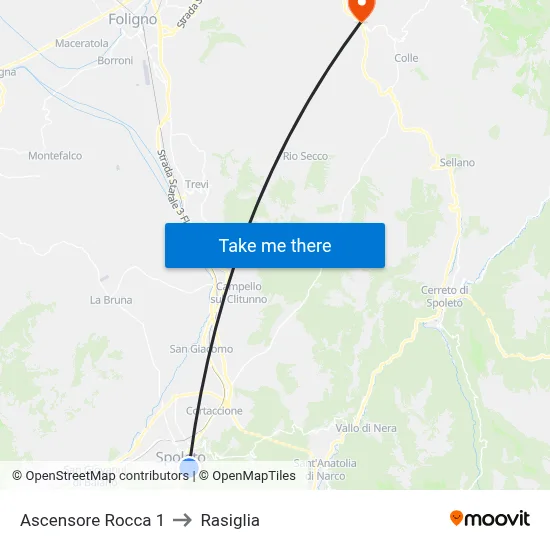 Rocca Elevator 1 to Rasiglia map