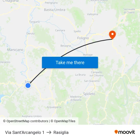 Via Sant'Arcangelo 1 to Rasiglia map