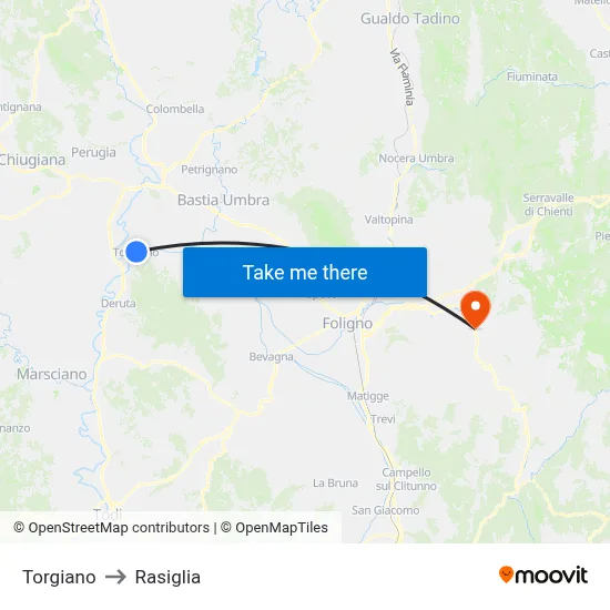 Torgiano to Rasiglia map