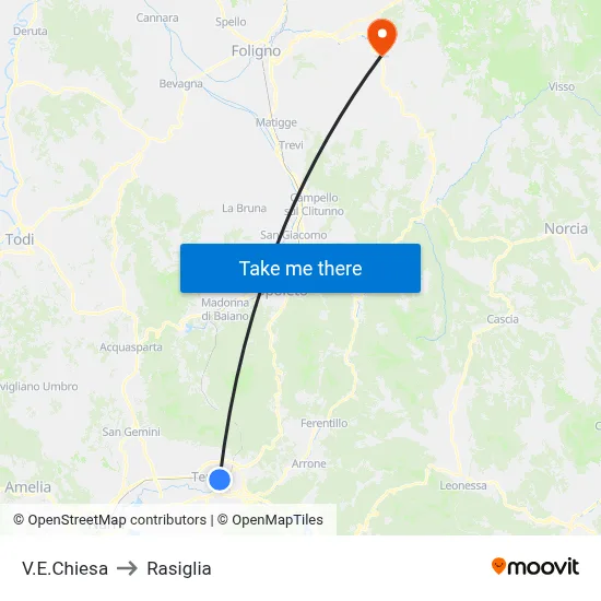 E.Chiesa Street to Rasiglia map