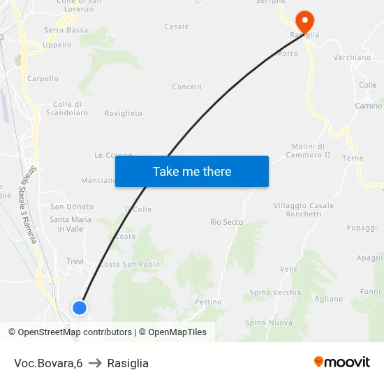 Bovara Area 6 to Rasiglia map
