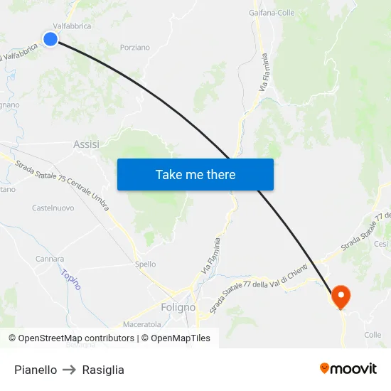 Pianello to Rasiglia map