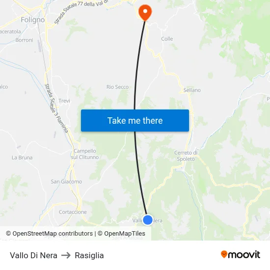 Vallo Di Nera to Rasiglia map