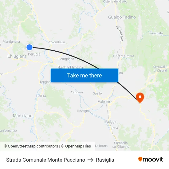 Monte Pacciano Municipal Road to Rasiglia map