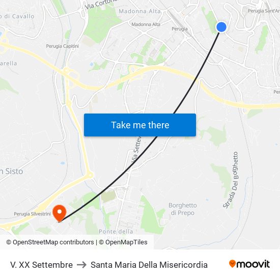V. XX Settembre to Santa Maria Della Misericordia map