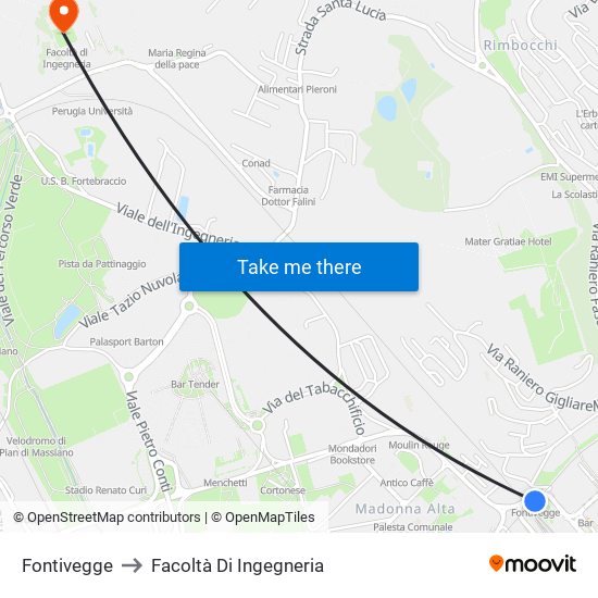 Fontivegge to Facoltà Di Ingegneria map