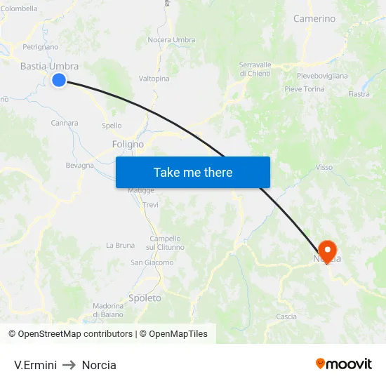 Ermini Street to Norcia map