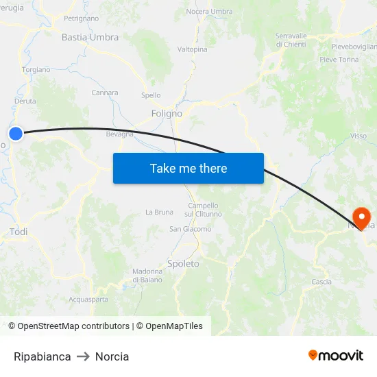 Ripabianca to Norcia map