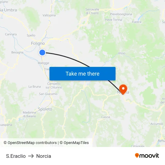 Sant'Eraclio to Norcia map