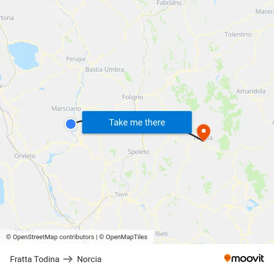 Fratta Todina to Norcia map
