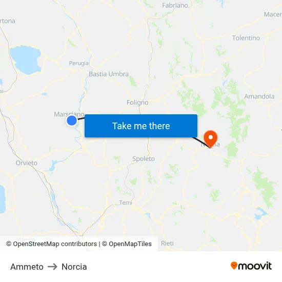 Ammeto to Norcia map