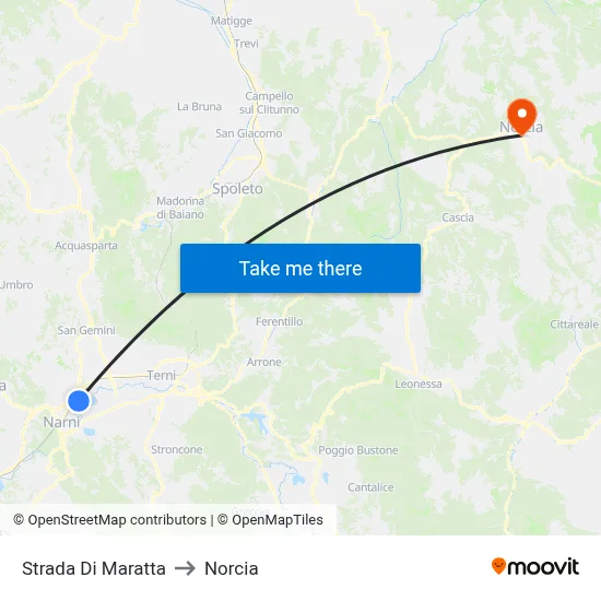 Maratta Road to Norcia map