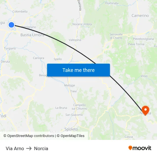 Arno Street to Norcia map