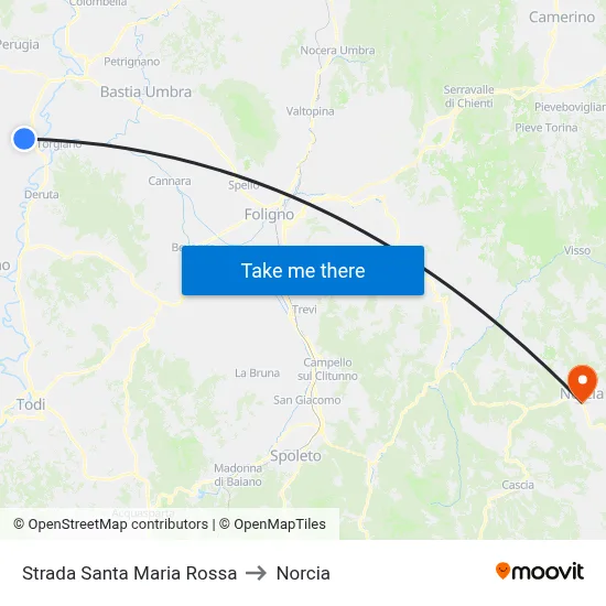 Santa Maria Rossa Road to Norcia map