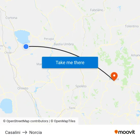 Casalini to Norcia map