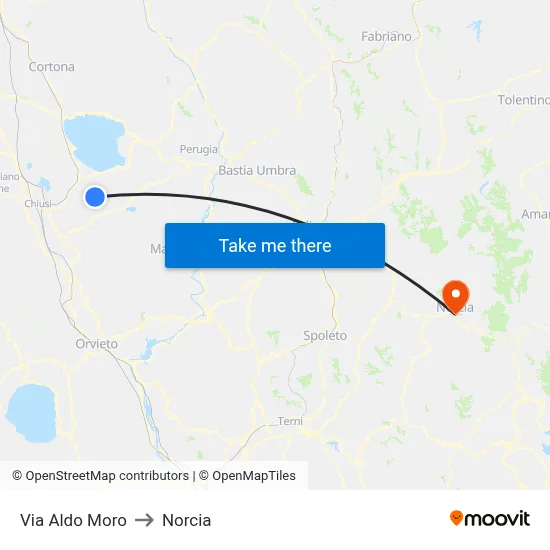 Aldo Moro Street to Norcia map