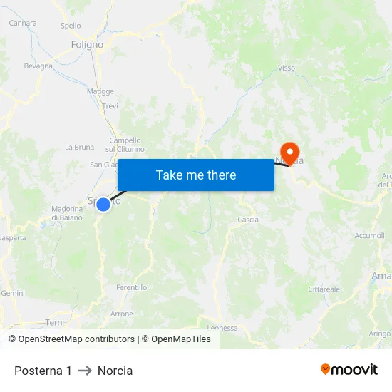 Posterna 1 to Norcia map