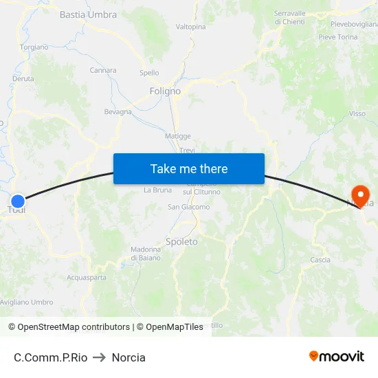 Rio Shopping Center to Norcia map